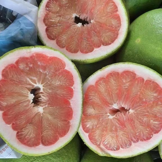 Grapefruit with green skin and pink intestine